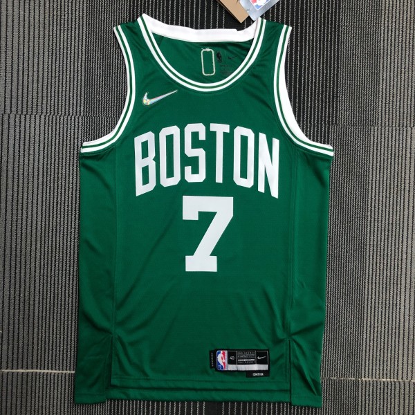NBA 75th Anniversary Boston Celtics Green #7 BROWN Jersey High Quality Name and Number Print