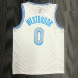 NBA Season 2021 Los Angeles Lakers White Retro #0 WESTBROOK Round Neck Jersey High Quality Name and Number Print