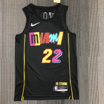 NBA Men 75th Anniversary Season 2022 Miami Heat Black #22 BUTLER Jersey High Quality Name and Number Print