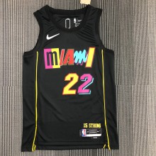 NBA Men 75th Anniversary Season 2022 Miami Heat Black #22 BUTLER Jersey High Quality Name and Number Print