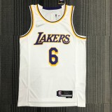 NBA 75th Anniversary Los Angeles Lakers White Round Neck #6 JAMES Jersey High Quality Name and Number Print