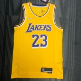 NBA 75th Anniversary Los Angeles Lakers Yellow Round Neck #23 JAMES Jersey High Quality Name and Number Print