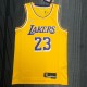 NBA 75th Anniversary Los Angeles Lakers Yellow Round Neck #23 JAMES Jersey High Quality Name and Number Print