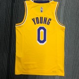NBA 75th Anniversary Los Angeles Lakers Yellow Round Neck #0 YOUNG Jersey High Quality Name and Number Print