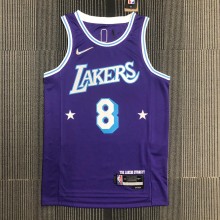 NBA Season 2022 75th Anniversary Los Angeles Lakers Purple Round Neck #8 BRYANT Jersey High Quality Name and Number Print