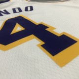 NBA Men Los Angeles Lakers #4 RONDO Retro White Round Neck Jersey High Quality Name and Number Print