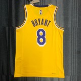 NBA 75th Anniversary Los Angeles Lakers Yellow Round Neck #8 BRYANT Jersey High Quality Name and Number Print