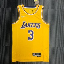 NBA 75th Anniversary Los Angeles Lakers Yellow Round Neck #3 DAVIS Jersey High Quality Name and Number Print
