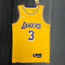 NBA 75th Anniversary Los Angeles Lakers Yellow Round Neck #3 DAVIS Jersey High Quality Name and Number Print