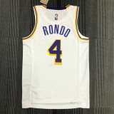 NBA 75th Anniversary Los Angeles Lakers White Round Neck #4 RONDO Jersey High Quality Name and Number Print