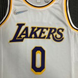 NBA 75th Anniversary Los Angeles Lakers White Round Neck #0 KUZMA Jersey High Quality Name and Number Print