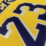 NBA 75th Anniversary Los Angeles Lakers Yellow Round Neck #23 JAMES Jersey High Quality Name and Number Print