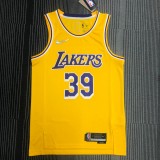 NBA 75th Anniversary Los Angeles Lakers Yellow Round Neck #39 HOWARD Jersey High Quality Name and Number Print