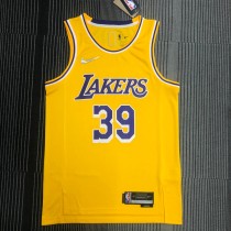 NBA 75th Anniversary Los Angeles Lakers Yellow Round Neck #39 HOWARD Jersey High Quality Name and Number Print