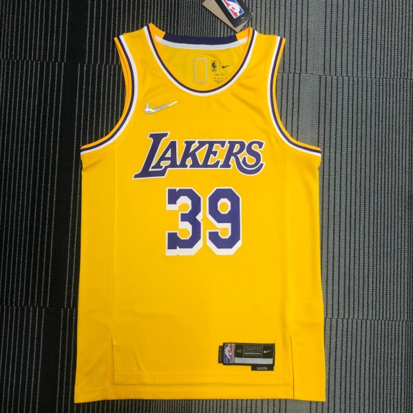 NBA 75th Anniversary Los Angeles Lakers Yellow Round Neck #39 HOWARD Jersey High Quality Name and Number Print