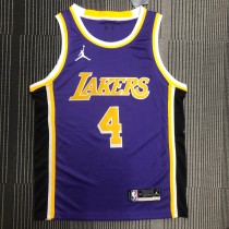 NBA Men Season 2021 Los Angeles Lakers #4 RONDO Purple Round Neck with Jordan logo Jersey High Quality Name and Number Print