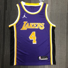 NBA Men Season 2021 Los Angeles Lakers #4 RONDO Purple Round Neck with Jordan logo Jersey High Quality Name and Number Print