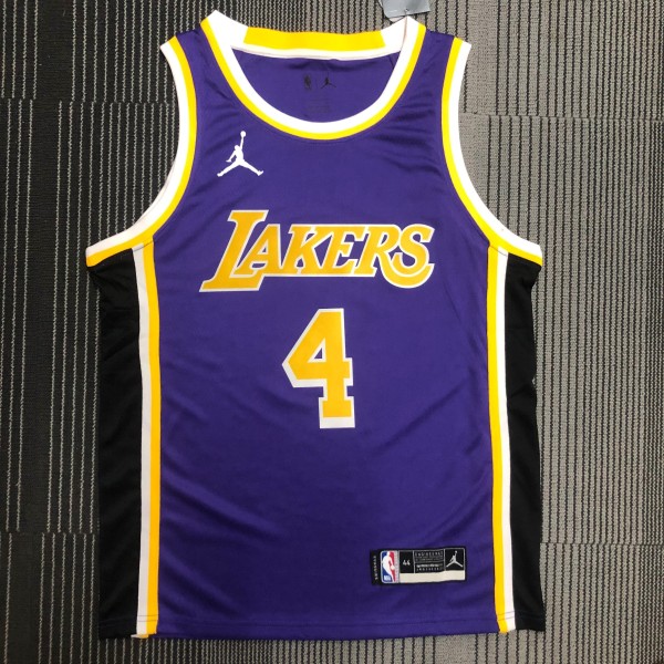 NBA Men Season 2021 Los Angeles Lakers #4 RONDO Purple Round Neck with Jordan logo Jersey High Quality Name and Number Print