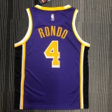 NBA Men Los Angeles Lakers Purple #4 RONDO Round Neck Jersey High Quality Name and Number Print
