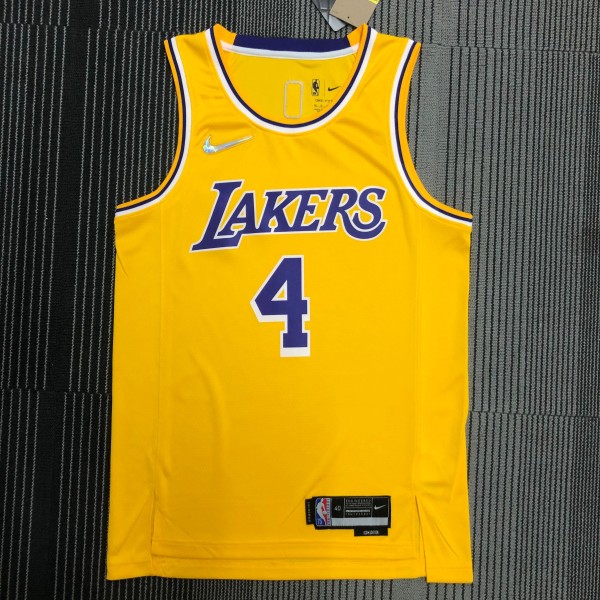 NBA 75th Anniversary Los Angeles Lakers Yellow Round Neck #4 RONDO Jersey High Quality Name and Number Print