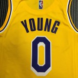 NBA 75th Anniversary Los Angeles Lakers Yellow Round Neck #0 YOUNG Jersey High Quality Name and Number Print