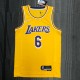 NBA 75th Anniversary Los Angeles Lakers Yellow Round Neck #6 JAMES Jersey High Quality Name and Number Print