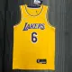 NBA 75th Anniversary Los Angeles Lakers Yellow Round Neck #6 JAMES Jersey High Quality Name and Number Print
