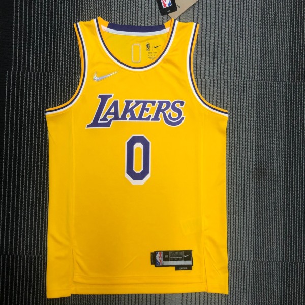 NBA 75th Anniversary Los Angeles Lakers Yellow Round Neck #0 YOUNG Jersey High Quality Name and Number Print