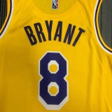 NBA 75th Anniversary Los Angeles Lakers Yellow Round Neck #8 BRYANT Jersey High Quality Name and Number Print
