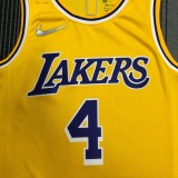 NBA 75th Anniversary Los Angeles Lakers Yellow Round Neck #4 RONDO Jersey High Quality Name and Number Print