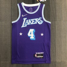 NBA Season 2022 75th Anniversary Los Angeles Lakers Purple Round Neck #4 RONDO Jersey High Quality Name and Number Print