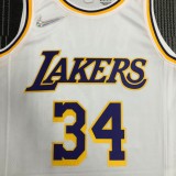 NBA 75th Anniversary Los Angeles Lakers White Round Neck #34 O'NEAL Jersey High Quality Name and Number Print