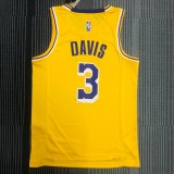 NBA 75th Anniversary Los Angeles Lakers Yellow Round Neck #3 DAVIS Jersey High Quality Name and Number Print
