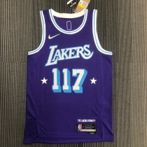 NBA Season 2022 75th Anniversary X-BOX Los Angeles Lakers Purple Round Neck #117 Jersey High Quality Name and Number Print