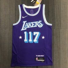 NBA Season 2022 75th Anniversary X-BOX Los Angeles Lakers Purple Round Neck #117 Jersey High Quality Name and Number Print