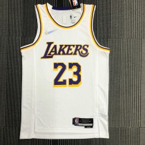 NBA 75th Anniversary Los Angeles Lakers White Round Neck #23 JAMES Jersey High Quality Name and Number Print
