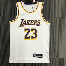 NBA 75th Anniversary Los Angeles Lakers White Round Neck #23 JAMES Jersey High Quality Name and Number Print
