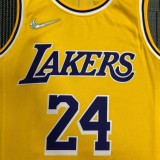 NBA 75th Anniversary Los Angeles Lakers Yellow Round Neck #24 BRYANT Jersey High Quality Name and Number Print