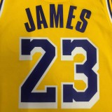 NBA 75th Anniversary Los Angeles Lakers Yellow Round Neck #23 JAMES Jersey High Quality Name and Number Print