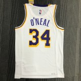 NBA 75th Anniversary Los Angeles Lakers White Round Neck #34 O'NEAL Jersey High Quality Name and Number Print