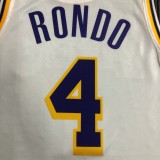 NBA 75th Anniversary Los Angeles Lakers White Round Neck #4 RONDO Jersey High Quality Name and Number Print
