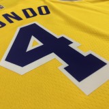 NBA 75th Anniversary Los Angeles Lakers Yellow Round Neck #4 RONDO Jersey High Quality Name and Number Print