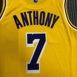 NBA 75th Anniversary Los Angeles Lakers Yellow Round Neck #7 ANTHONY Jersey High Quality Name and Number Print