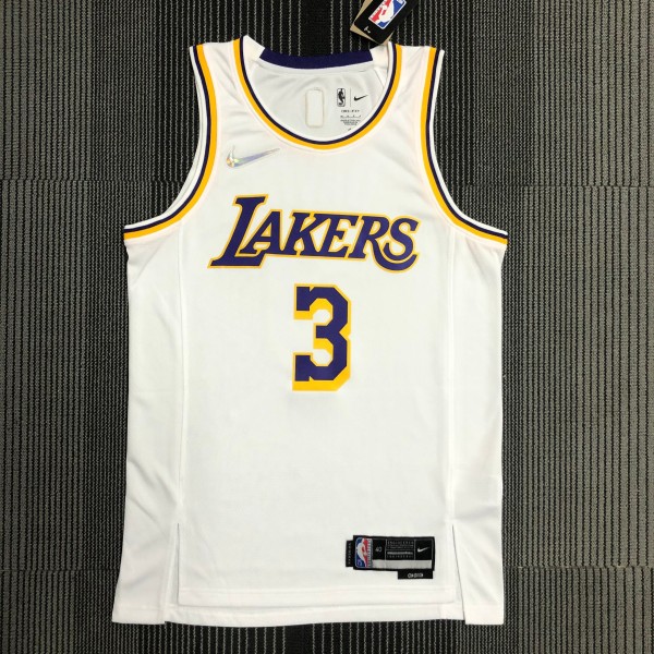 NBA 75th Anniversary Los Angeles Lakers White Round Neck #3 DAVIS Jersey High Quality Name and Number Print