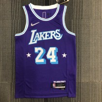 NBA Season 2022 75th Anniversary Los Angeles Lakers Purple Round Neck #24 BRYANT Jersey High Quality Name and Number Print