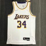 NBA 75th Anniversary Los Angeles Lakers White Round Neck #34 O'NEAL Jersey High Quality Name and Number Print