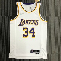 NBA 75th Anniversary Los Angeles Lakers White Round Neck #34 O'NEAL Jersey High Quality Name and Number Print