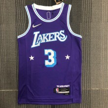 NBA Season 2022 75th Anniversary Los Angeles Lakers Purple Round Neck #3 DAVIS Jersey High Quality Name and Number Print