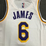 NBA 75th Anniversary Los Angeles Lakers White Round Neck #6 JAMES Jersey High Quality Name and Number Print