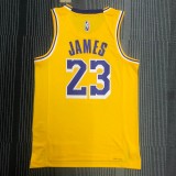 NBA 75th Anniversary Los Angeles Lakers Yellow Round Neck #23 JAMES Jersey High Quality Name and Number Print